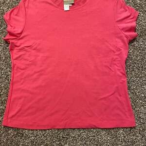 Coldwater Creek Womens Shirt Size Large Solid Pink Short Sleeve